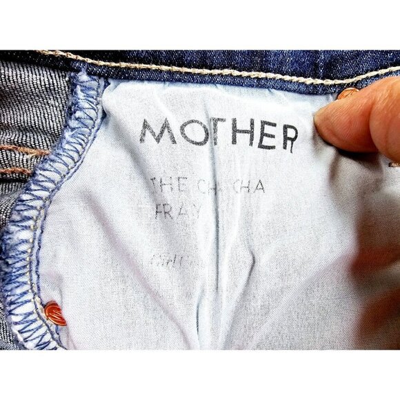 Mother Size 26X27 Women's The Cha Cha Fray Girl Crush Blue Denim Flare Jeans USA - Picture 6 of 14